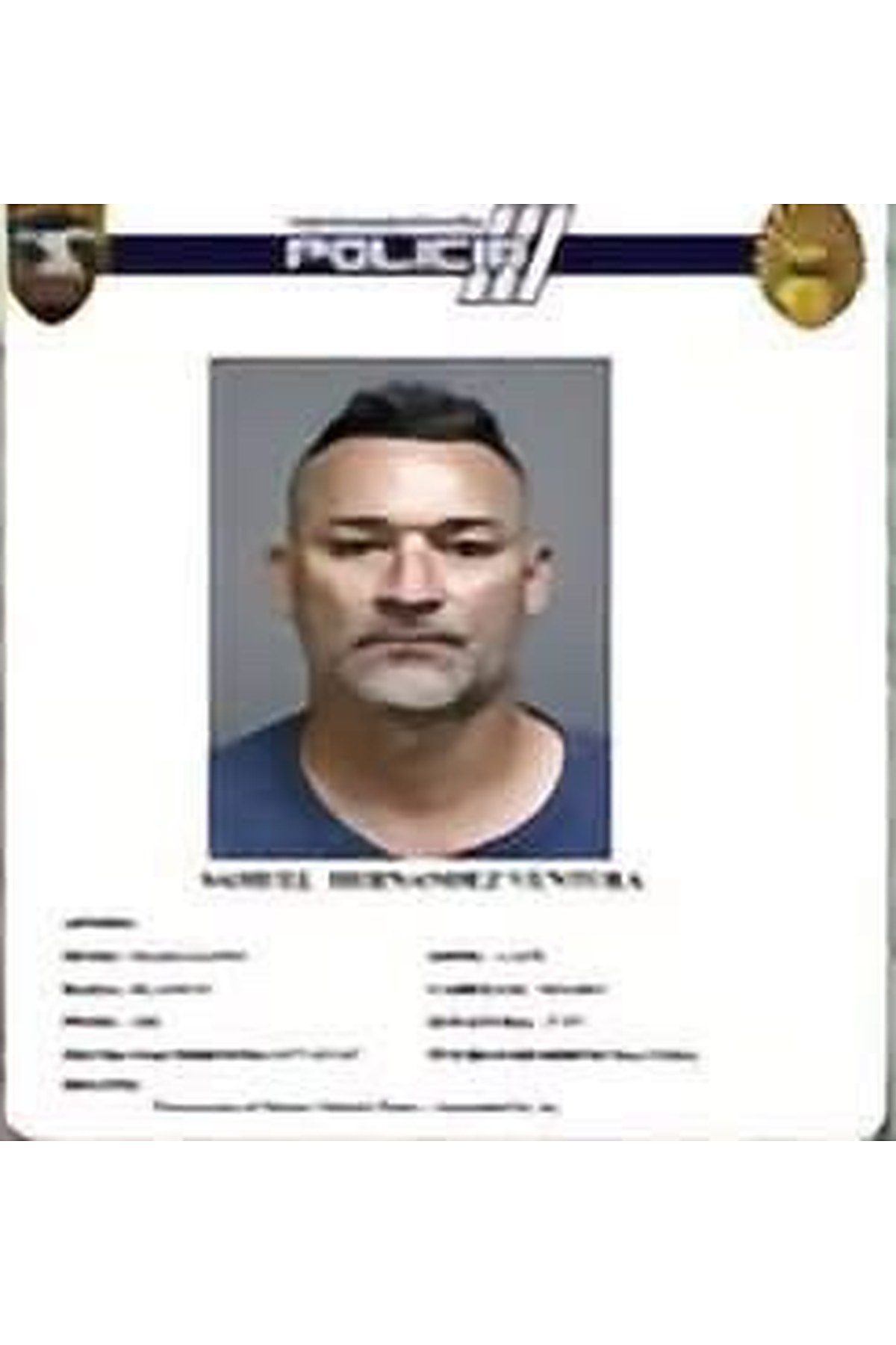 Ficha policial de Samuel Hernández Ventura de la Policía de Puerto Rico.