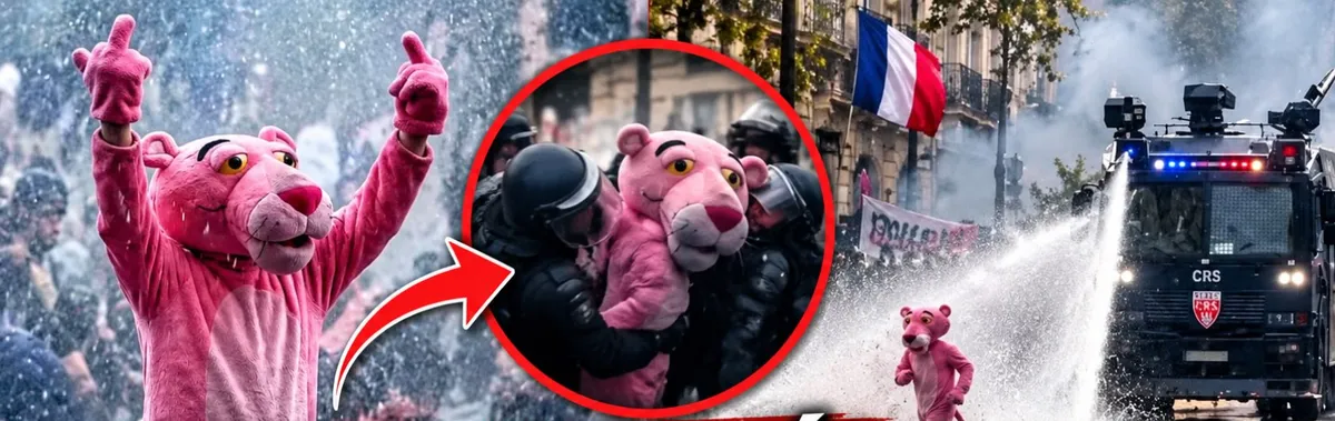 La Pantera Rosa que se viralizó en las protestas de Francia nunca estuvo allí: las imágenes fueron creadas con IA