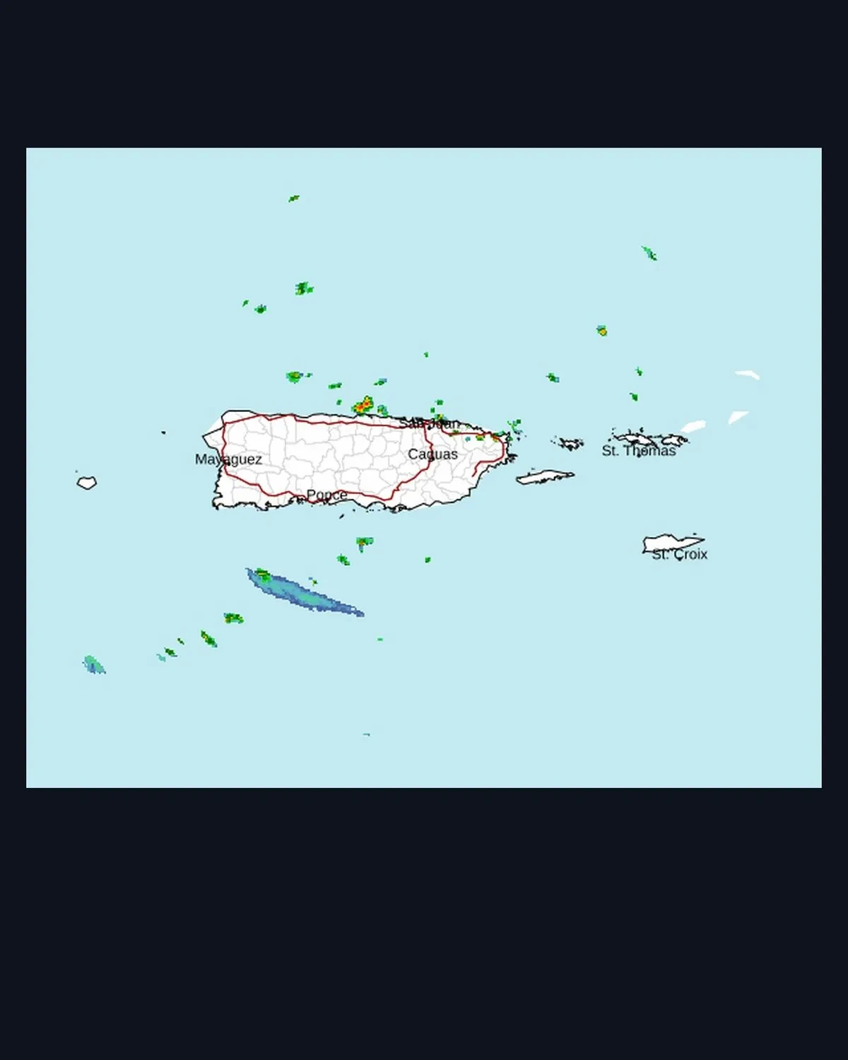 Tiempo variable hoy en Puerto Rico: aguaceros y tronadas esta tarde en el interior oeste y el suroeste